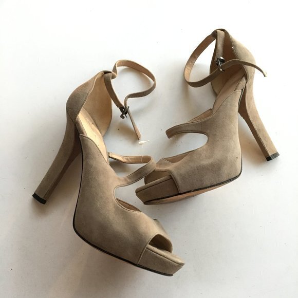 VIA SPIGA GRAY SUEDE PLATFORM HIGH HEELS STRAPPY WOMENS SIZE 8.5M - Picture 1 of 7